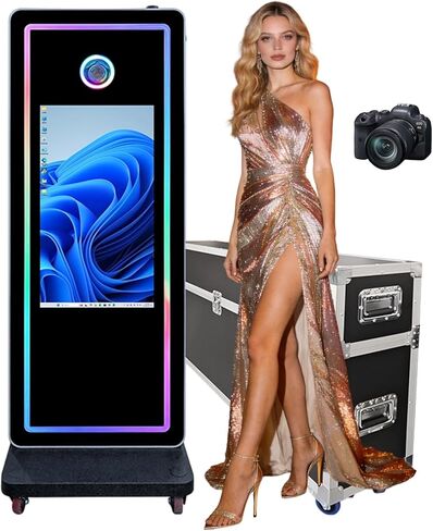 آلة كشك الصور الخارجية مع شاشة لمس مقاومة للماء IP65 مقاس 32 بوصة، Intel i5-8400، ذاكرة وصول عشوائي 8 جيجابايت + SSD 256 جيجابايت، كشك تصوير محمول مع حقيبة طيران لتأجير حفلات الزفاف وأعياد الميلاد (مجموعة كاملة) in Kuwait