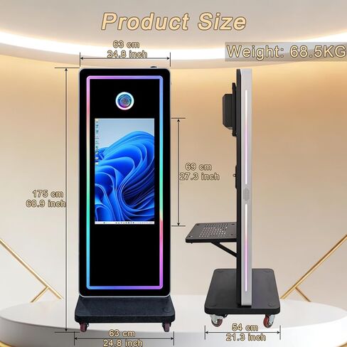 Outdoor Photo Booth Machine with 32 Inch IP65 Waterproof Touchscreen, Intel i5-8400, 8GB RAM + 256GB SSD, Portable Photobooth with Flight Case for Wedding Birthday Rental (Full Set) in Saudi Arabia