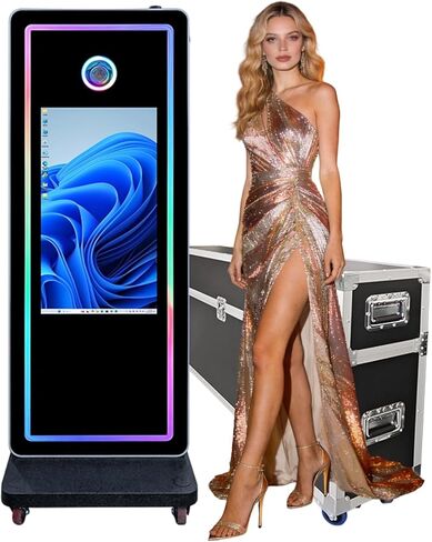 Outdoor Photo Booth Machine with 32 Inch IP65 Waterproof Touchscreen, Intel i5-8400, 8GB RAM + 256GB SSD, Portable Photobooth with Flight Case for Wedding Birthday Rental (Full Set) in Saudi Arabia