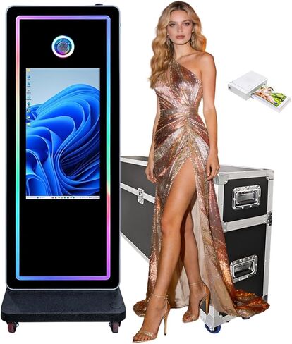 Outdoor Photo Booth Machine with 32 Inch IP65 Waterproof Touchscreen, Intel i5-8400, 8GB RAM + 256GB SSD, Portable Photobooth with Flight Case for Wedding Birthday Rental (Full Set) in Saudi Arabia