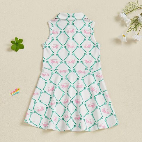 Kids Girls Tennis Golf Dress Outfit Short Sleeve Summer Turn Down Collar A Line Dresses Cute Girl Playwear Sundress in Saudi Arabia
