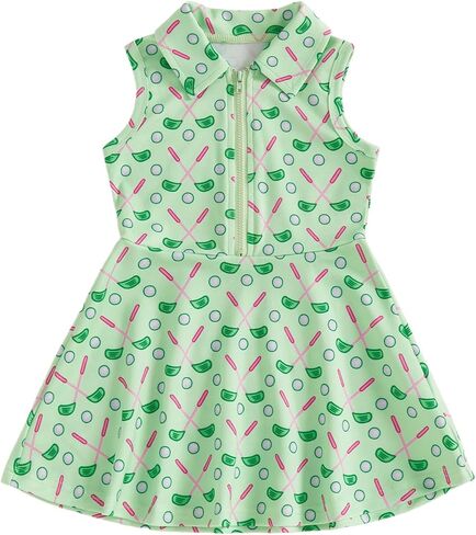 Kids Girls Tennis Golf Dress Outfit Short Sleeve Summer Turn Down Collar A Line Dresses Cute Girl Playwear Sundress in Saudi Arabia
