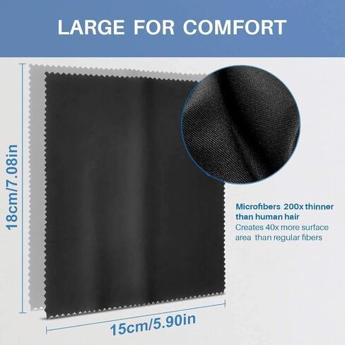 6 Pack Microfiber Cleaning Cloth(5.7"x6.8"), Reusable Lens Wipes Cloth for Cleaning Eyeglasses, Lenses, Glass, Screens, Cameras, Cell Phone, Easier to Grip and Use(Black, Grey) in Kuwait