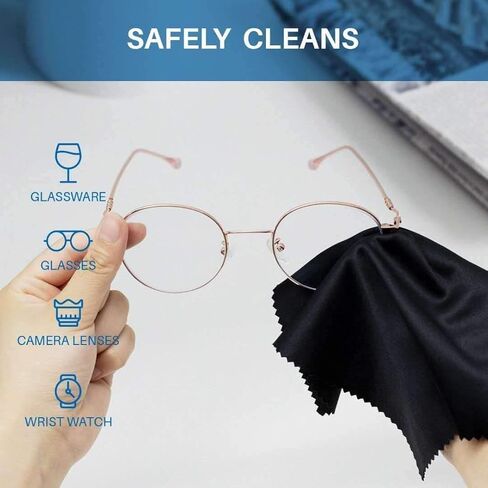 6 Pack Microfiber Cleaning Cloth(5.7"x6.8"), Reusable Lens Wipes Cloth for Cleaning Eyeglasses, Lenses, Glass, Screens, Cameras, Cell Phone, Easier to Grip and Use(Black, Grey) in Kuwait