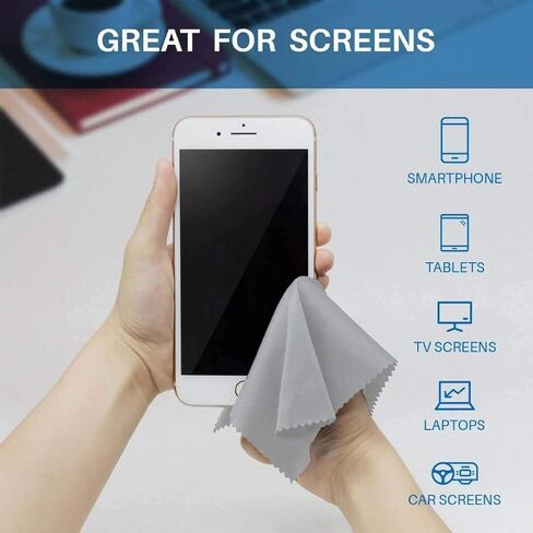 6 Pack Microfiber Cleaning Cloth(5.7"x6.8"), Reusable Lens Wipes Cloth for Cleaning Eyeglasses, Lenses, Glass, Screens, Cameras, Cell Phone, Easier to Grip and Use(Black, Grey) in Kuwait