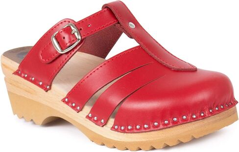 Troentorp Clogs, Mary Jane Bastad Slip On Closed Toe Sandals Leather Womens Non Slip Swedish Wooden Clogs in Kuwait