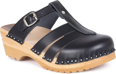 Troentorp Clogs, Mary Jane Bastad Slip On Closed Toe Sandals Leather Womens Non Slip Swedish Wooden Clogs in Saudi Arabia