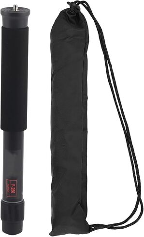 Mini Portable Adjustable Height Monopod Selfie Stick for SLR Camera, Mirrorless with 6 - Section Aluminum Alloy Rod, Black - Lightweight Foldable Design, Non - Slip Base for Stab (P-256) in Saudi Arabia