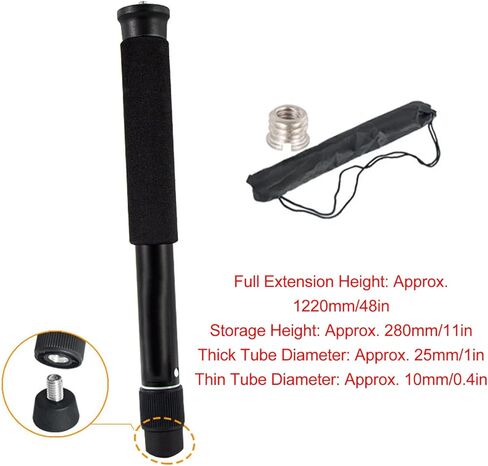 كاميرا Monopod 6 - قسم سبائك الألومنيوم خفيف الوزن 28-122 سم حامل تلسكوبي قابل للتعديل - دعم التصوير الفوتوغرافي المحمول عالي التحمل لكاميرات DSLR وSLR وMicro SLR in Kuwait
