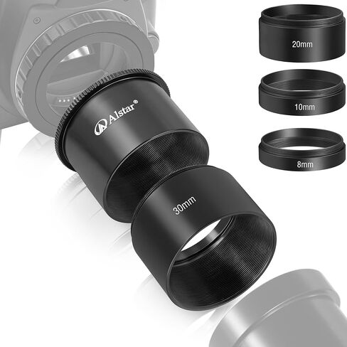 مجموعة أنبوب تمديد Alstar Astronomical 2 بوصة/M48 8 مم 10 مم 20 مم 30 مم - حزمة مع - محول كاميرا بؤري T-2 مقاس 2 بوصة in Kuwait