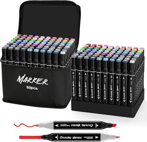 Alcohol Markers, 80 Colors Dual Tip Art Markers, Drawing, Coloring Marker for Kids Sketching Adult Coloring in Saudi Arabia
