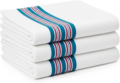 Linteum Textile Supply Hospital Receiving Blankets for Newborns – 100% Cotton, 30x40 in, White w/Teal & Pink Stripes – Classic Swaddle Wraps for Babies – 3-Pack in Kuwait
