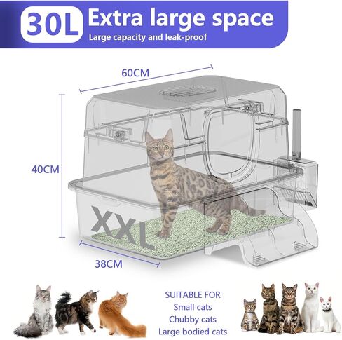 Stainless Steel Litter Box with lid,XXXL Extra Large,High-Sided Metal Litter Box for Multiple Cats, Non-Stick, Leak-Proof, Dark Gray in Saudi Arabia