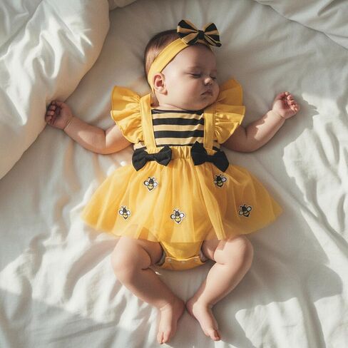Douhoow Baby Girl Summer Romper Flying Sleeve Floral Embroidery Baby Dress Romper with Headband Infant Festival Clothes in Saudi Arabia