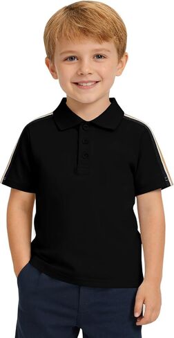 Haloumoning Toddler Baby Boy Polo Shirt Kids Short Striped Sleeve School Uniform Shirts in Saudi Arabia