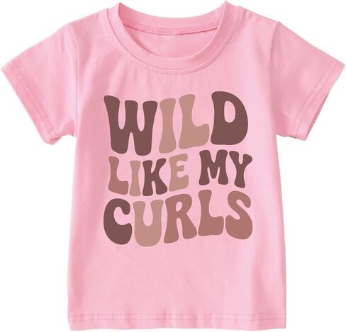 Kids Short Sleeve Shirts Toddler Boys Girls Crewneck Tees Curls Monster Truck Raccoon Cute 2-7Years in Kuwait