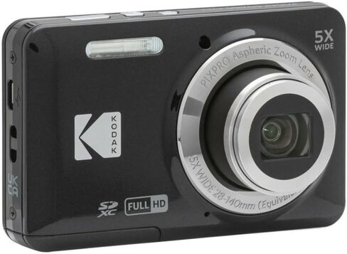 Kodak PIXPRO Friendly Zoom FZ55 Digital Camera (Black) Bundle with Case for Compact Cameras, and Kodak 32GB Class 10 UHS-I U1 SDHC Memory Card (3 Items) in Kuwait