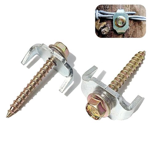 Bytcew Wire Wood Fence Fasteners Staple, 60 Pcs Fencing Nails Clips Post Screw with Fixer for Wire Mesh and Woven Fencing, Quickly Install with Power Drill in Saudi Arabia