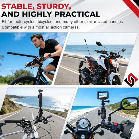 Motorcycle Mount Fit for Insta 360,Bike Handlebar Double Clamp Mounts 67" Invisible Selfie Stick Bundle Kit for Insta360 X5 X4 X3 X2 X ONE, for DJI OSMO 360, for GoPro Camera Accessories in Kuwait