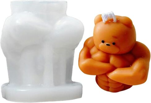 XMOX Muscle Bear الراتنج قوالب 3D لطيف كمال الاجسام الدب سيليكون قوالب لشموع الراتنج صنع الصابون قابلة لإعادة الاستخدام DIY قوالب الحيوانات مضحك للشمع الاسمنت الحرف ديكور المنزل الصالة الرياضية هدية (2 حزمة) in Saudi Arabia