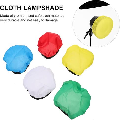 KALLORY Universal 7-inch Cloth Flash Lamp Shade Cover 5pcs, Multi-color Soft Diffuser for Photography Flash, Portable Light Protector for Studio and Outdoor Use in Kuwait