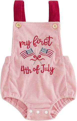 My First 4th Of July Baby Boy Girl Outfit 1st Fourth Of July Romper Overalls Flag Onesie Newborn Patriotic Clothes in Saudi Arabia