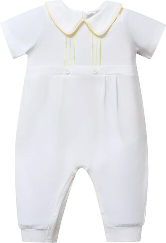IDOPIP Baptism Christening Outfits for Boys Baby White One Piece Romper Jumpsuit First Easter Dedication Outfits Photoshoot in Kuwait