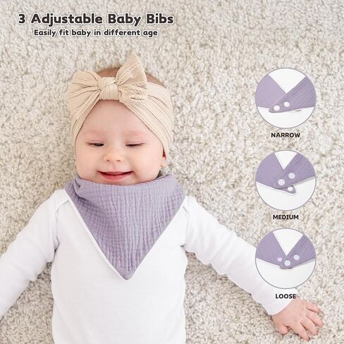 صدريات أطفال من Susurration Muslin مكونة من 10 قطع صدريات أطفال باندانا لعاب الأطفال مرايل ناعمة قابلة للتعديل لحديثي الولادة للجنسين من البنات والأولاد (وردي-بني) in Kuwait