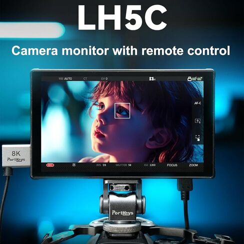 شاشة Portkeys LH5C 5.4 بوصة للكاميرا الميدانية | تحكم سلكي للتشغيل الموثوق | شاشة لمس عالية الدقة 800 شمعة في المتر المربع لسوني FX3/FX6، Cano n R5/R6، Panasoni c GH5/GH6 إلخ in Kuwait