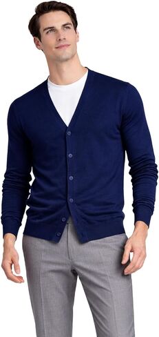 State Cashmere Men's 100% Pure Cashmere Button Front Long Sleeve Cardigan Sweater in Kuwait