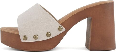 Soda Apple ~ Women Square Toe Studded Platform High Heel Sandal in Kuwait