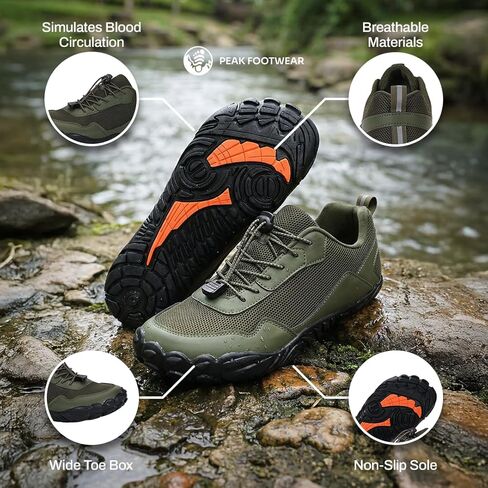 أحذية المشي حافي القدمين من Peak Footwear - أحذية رياضية ذات تصميم عريض عند الأصابع بدون قطرة، نعل مرن رفيع، ملمس أرضي، نعل خارجي شبكي مسامي غير قابل للانزلاق للارتداء اليومي والممرات الخفيفة in Kuwait
