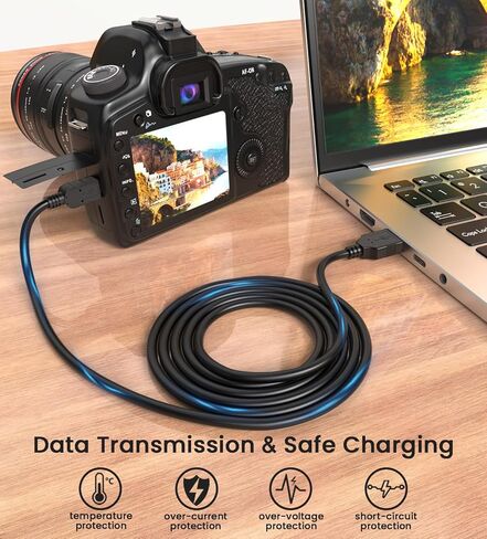 كابل USB صغير بديل لشاحن كاميرا Canon IFC-500U، IFC-400PCU، IFC-300PCU، IFC-200U متوافق مع كابل كاميرا Canon Digital SLR EOS/EOS Rebel/PowerShot، Nikon D3100/D700/D610 - 3.3FT in Kuwait