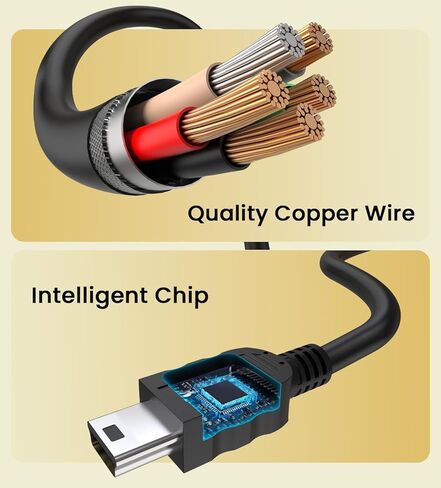 كابل USB صغير بديل لشاحن كاميرا Canon IFC-500U، IFC-400PCU، IFC-300PCU، IFC-200U متوافق مع كابل كاميرا Canon Digital SLR EOS/EOS Rebel/PowerShot، Nikon D3100/D700/D610 - 3.3FT in Kuwait
