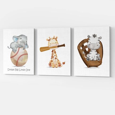 GUBIYU Baseball Sports Nursery Decor Boy Nursery Wall Decoration Baby Boy Sport Canvas Little Man Cave Sport Wall Art Baseball Print Posters Set of 3,Sports Themed Walls Decor for Boys Bedroom 12"x16" in Saudi Arabia