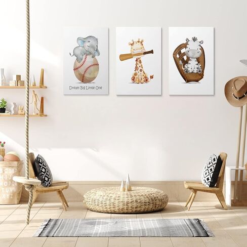 GUBIYU Baseball Sports Nursery Decor Boy Nursery Wall Decoration Baby Boy Sport Canvas Little Man Cave Sport Wall Art Baseball Print Posters Set of 3,Sports Themed Walls Decor for Boys Bedroom 12"x16" in Saudi Arabia