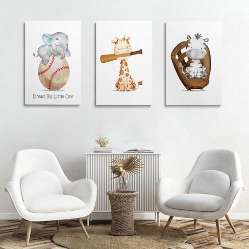 GUBIYU Baseball Sports Nursery Decor Boy Nursery Wall Decoration Baby Boy Sport Canvas Little Man Cave Sport Wall Art Baseball Print Posters Set of 3,Sports Themed Walls Decor for Boys Bedroom 12"x16" in Saudi Arabia