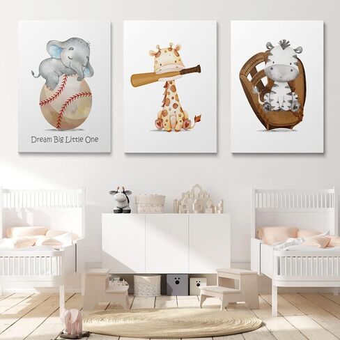 GUBIYU Baseball Sports Nursery Decor Boy Nursery Wall Decoration Baby Boy Sport Canvas Little Man Cave Sport Wall Art Baseball Print Posters Set of 3,Sports Themed Walls Decor for Boys Bedroom 12"x16" in Saudi Arabia