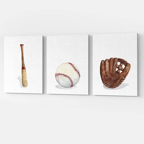 GUBIYU Baseball Sports Nursery Decor Boy Nursery Wall Decoration Baby Boy Sport Canvas Little Man Cave Sport Wall Art Baseball Print Posters Set of 3,Sports Themed Walls Decor for Boys Bedroom 12"x16" in Saudi Arabia