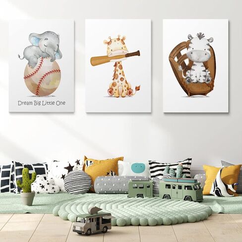 GUBIYU Baseball Sports Nursery Decor Boy Nursery Wall Decoration Baby Boy Sport Canvas Little Man Cave Sport Wall Art Baseball Print Posters Set of 3,Sports Themed Walls Decor for Boys Bedroom 12"x16" in Saudi Arabia