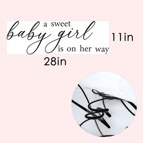 ملصق حائط A Sweet Baby Girl is On Her Way Baby Shower - ملصق حائط لتزيين الحفلات يكشف عن الجنس، ملصقات حائط لافتة إعلان طفلة، ديكور خلفية قوس بالون استحمام الطفل (أسود) in Kuwait