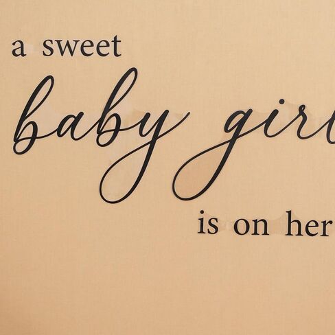 ملصق حائط A Sweet Baby Girl is On Her Way Baby Shower - ملصق حائط لتزيين الحفلات يكشف عن الجنس، ملصقات حائط لافتة إعلان طفلة، ديكور خلفية قوس بالون استحمام الطفل (أسود) in Kuwait