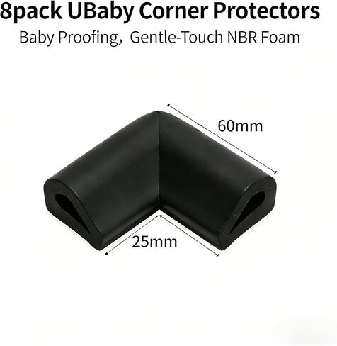 Wetco 8 Pack Black Corner Protector for Baby - Gentle-Touch NBR Foam Furniture Edge Guards, U-Shaped Baby Proofing for Dark Wood/Table/Cabinet/Fireplace in Kuwait