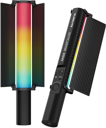 عصا إضاءة فيديو LED محمولة بقدرة 20 وات، مصباح أنبوبي LOUERN مغناطيسي RGB قابل لإعادة الشحن مع ناشر وBarndoor، 1800-9000K، CRI95+، للتصوير الفوتوغرافي وTikTok وYouTube Vlog وتسجيل الفيديو in Kuwait