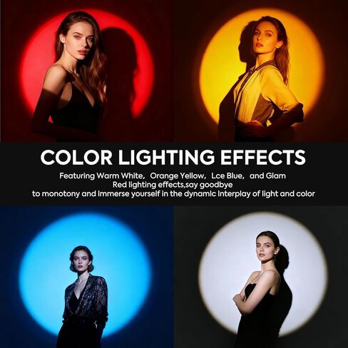 مصباح يدوي للتصوير الفوتوغرافي مع 20 فلتر GOBO و4 ألوان، مصباح كشاف LED محمول للاستديو، مصباح صور قابل لإعادة الشحن بقدرة 8400 مللي أمبير في الساعة، تعتيم بنسبة 1%-100%، تكبير/سحب بالدفع 10°-60° لفيديو صورة المنتج in Kuwait