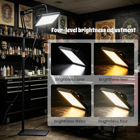 Polarized Tattoo Light with 288 LEDs & 4 Color Temp Modes, Adjustable Stand (47-65in), Tattoo Glasses, CPL Filter & Remote – Anti-Glare Work Lamp for Studio in Kuwait