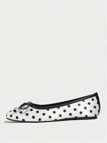 Milumia Women's Polka Dots Ballet Flat Bowknot Closed Square Toe Slip On Maryjane Flats Shoes in Saudi Arabia