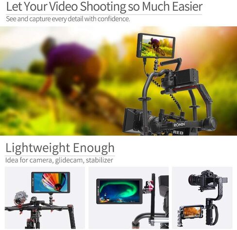 شاشة FEELWORLD F570 مقاس 5.7 بوصة بدقة 4K على الكاميرا مع مدخل/مخرج HDMI IPS Full HD 1920x1080 لكاميرات DSLR ومثبت جيمبال مع بطارية وشاحن F550 in Kuwait