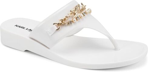 KARL LAGERFELD womens Vesperina Flip Flop Sandal With Chain Embellishment in Kuwait