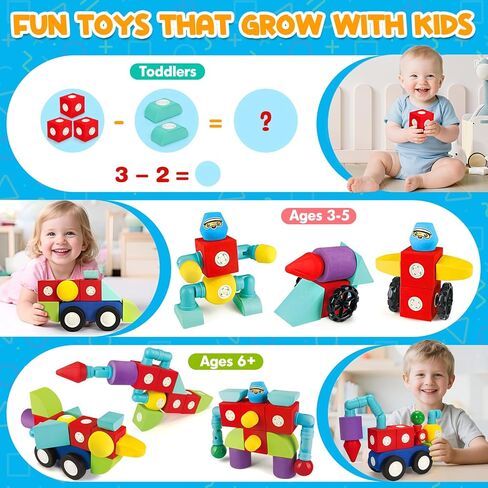 50 PCS Magnetic Foam Blocks for Kids, Large Magnetic Building Blocks for Toddlers 3+, Kids Bath Toys and Preschool STEM Educational Toys, Birthday for Boys & Girls 3 4 5 6+ Years Old in Saudi Arabia